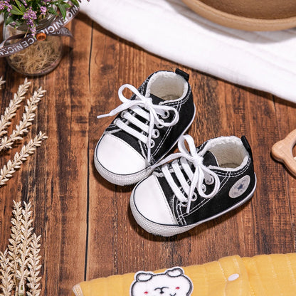 Meckior Winner Baby Shoes Boys Girls Star Canvas Sneaker Boots Cotton Anti-Slip Sole Infant First Walkers Toddler Crib Shoes