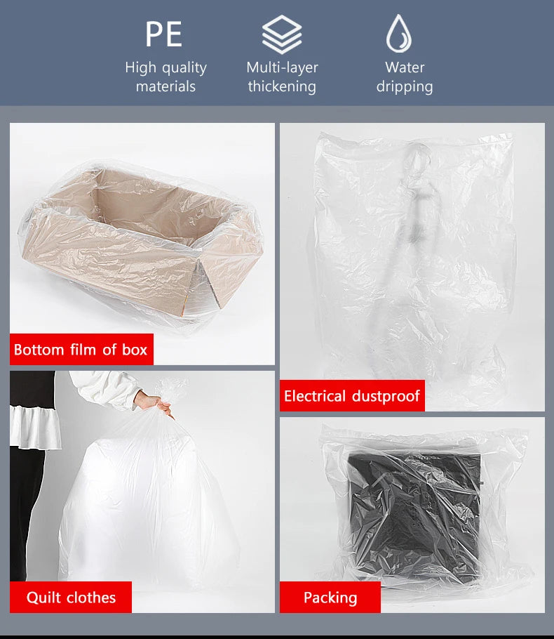 White Flat Plastic Garbage Bags Disposable Hotel Hotel Transparent Bags Wholesale Large and Medium Size