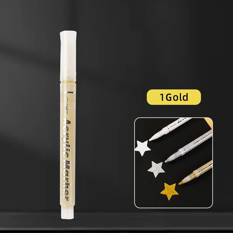 1/3Pcs/Set High-gloss Acrylic Markers Gold, Silver and White Painting Graffiti Pens, Waterproof Ink, Water-based Acrylic Markers