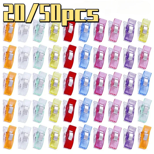 50/20PCS Sewing Clips Plastic Clamps Quilting Crafting Crocheting Knitting Safety Clips Assorted Colors Binding Clips DIY