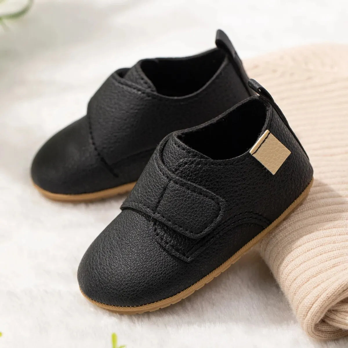 Meckior Baby Boys Girls Shoes Rubber Sole Anti-Slip Classic Pu Leather Toddler Shoes First Walking Flat Lazy Infants Crib Shoes