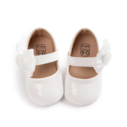 Meckior Baby Girls Shoes PU Leather Bowknot Flat Non Slip Rubber Sole Toddler First Walkers Princess Wedding Dress Girl Shoes