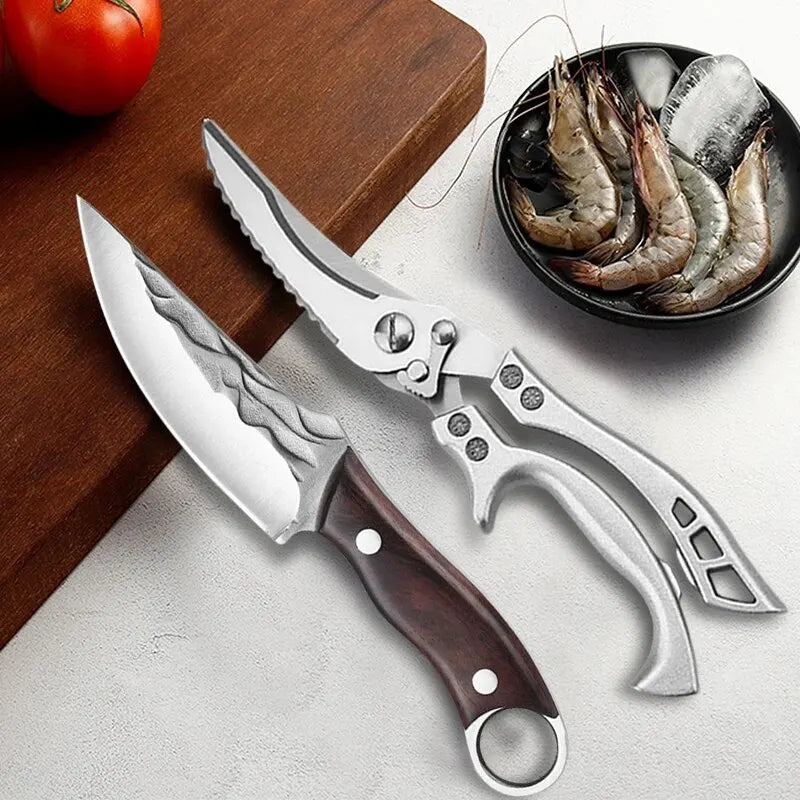 Kitchen Chef Knife 5Cr15 Forged Stainless Steel Bone Chopping Meat Cleaver Vegetables Slicing Butcher Knife Chicken Bone Scissor