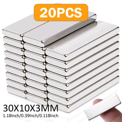 Small but Mighty Neodymium Block Magnet 30x10x3mm, Super Strong Rare Earth Magnet for Crafts and DIY Projects