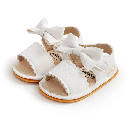 Meckior Summer Baby Shoes Toddler Flats Baby Sandals Soft Rubber Sole Anti-Slip Bowknot Crib First Walker Baby Boys Girls Shoes