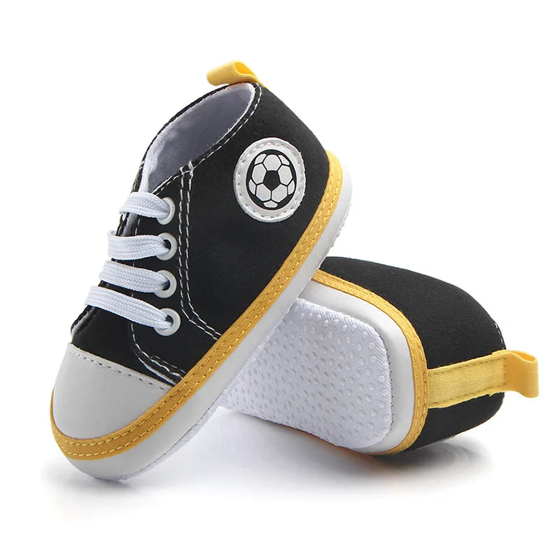 Meckior Colorblocking Baby Boys Girls Canvas Soccer Shoes Baby Sneakers Lace Up Soft Sole Anti Slip Newborn Toddler Shoes