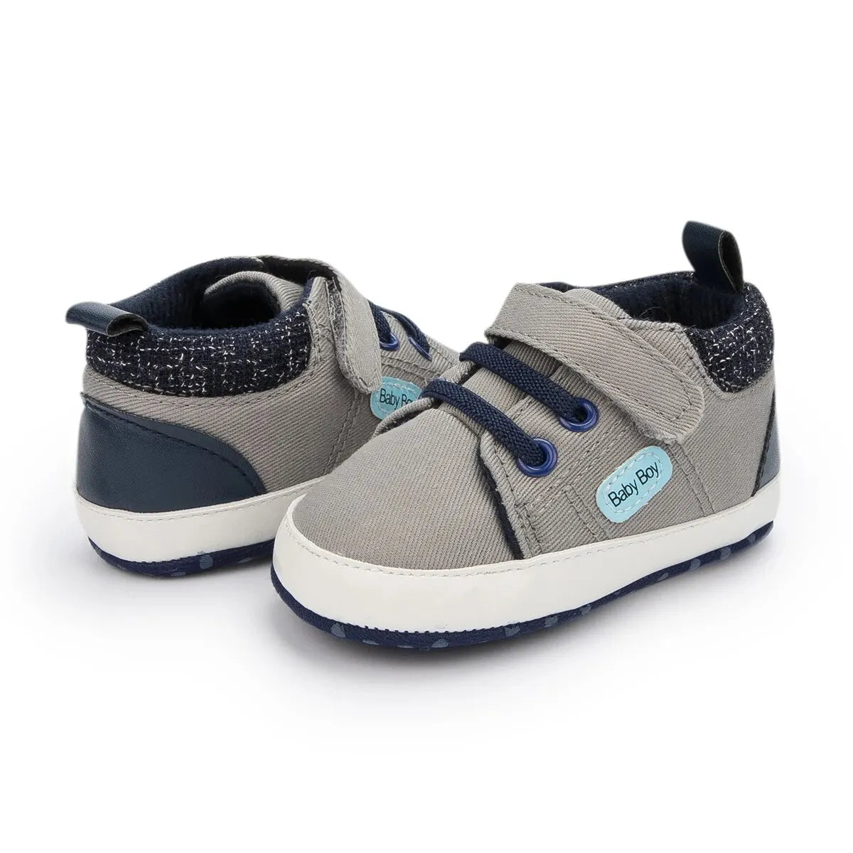 Meckior Baby Casual Canvas Sneakers High Gang Sports Baby Boys Girls Shoes Anti-slip Soft Sole First Walkers Crib Casual Shoes