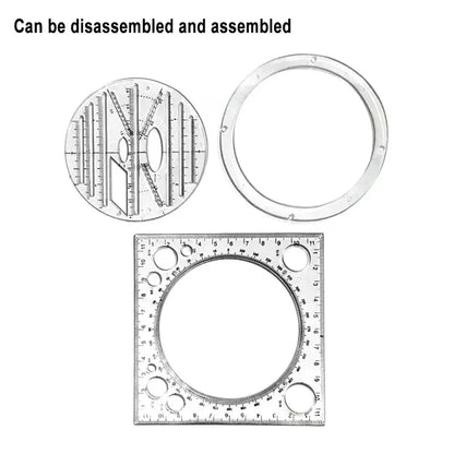 Multifunction Rotatable Ruler Drawing Template Art Design Architect Stereo Geometry Circle Drafting Measuring Scale Kawaii ruler