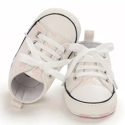 Meckior New Baby Flash Canvas Sneakers Baby Boys Girls Sports Shoes Infant First Walkers Toddler Soft Sole Anti-slip Baby Shoes