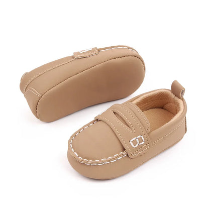 Meckior Newborn Baby British Style Crib Shoes Classic Casual Soft Bottom Non-slip Baby Boy Bean Shoes First Walker Moccasins