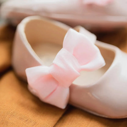 Meckior Baby Girls Shoes PU Leather Bowknot Flat Non Slip Rubber Sole Toddler First Walkers Princess Wedding Dress Girl Shoes