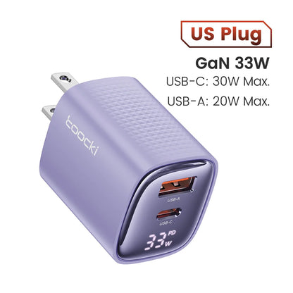 33W GaN USB C Charger Digital Display Fast Charging Type C Charger for iPhone 15 14 13 12 Samsung Galaxy S23 S22 Xiaomi