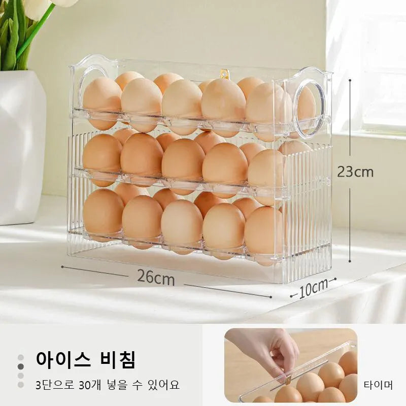 Kitchen Large Capacity Egg Fridge Storage Box - Portable Multi-Layer Egg Tray Organizer, Convenient Opening/Closing Egg Holder