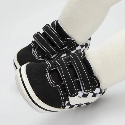 Meckior Baby Boy Girl Shoes Canvas Sneakers Non-slip Rubber Sole Plaid Streaks First Walkers Infant Baby Unisex Casual Shoes