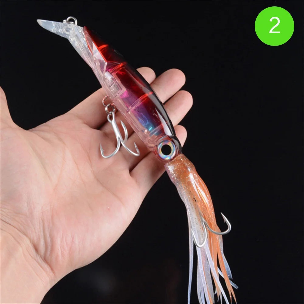 Large Lifelike Octopus Fishing Lure With 2 Treble Hook Luminous Squid Jigs Artificial Simulation Squid Hard Fishing Lure