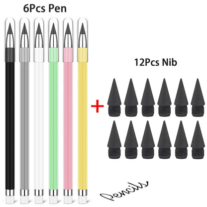 6/12/18pcs Inkless Pencil,Forever Pencil Reusable Everlasting Unlimited Pencil Writing Drawing Students Office School Supplies