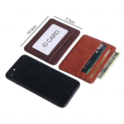 Small Mini Lizard Pattern PU Leather Business ID Card Holder - Stonego Wallet Case for Men & Women with ID Windo