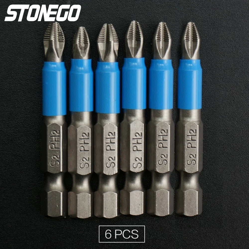 Screwdriver Bits 1/4" Hex Shank Magnetic Cross Screw Head Anti Slip Electric Tip 50MM Driver Drill Set Tools