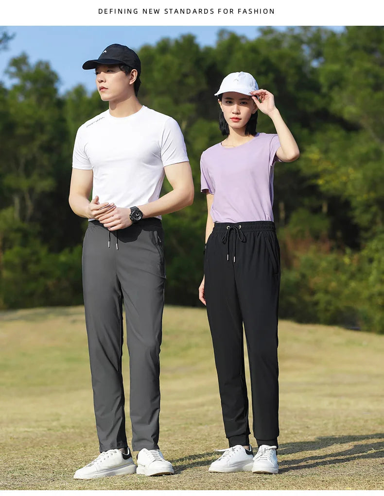 Summer Thin Ice Silk Couple Sports Pants Absorb Sweat Quickly Dry Comfortable and Breathable Men's Casual Sports Pants