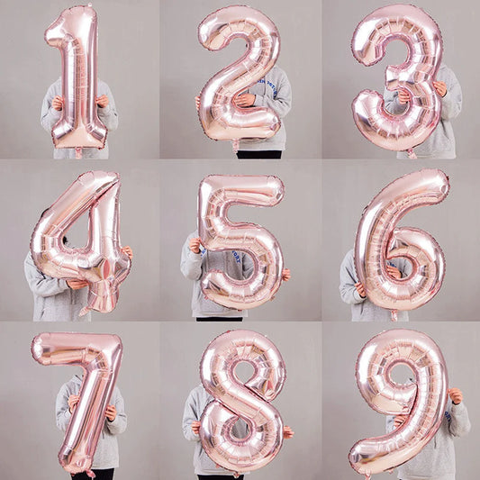 Foil Numbered Balloons 0-9 Balloons Birthday Wedding Birthday Decorations Supplies Anniversary Gift Party Decoration 32Inch 1PC