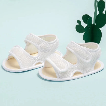 Meckior Summer Baby Flats Canvas Garden Sandals Toddler Sandal Flower Soft Cotton-Padded Anti-Slip Crib Shoes First Walker