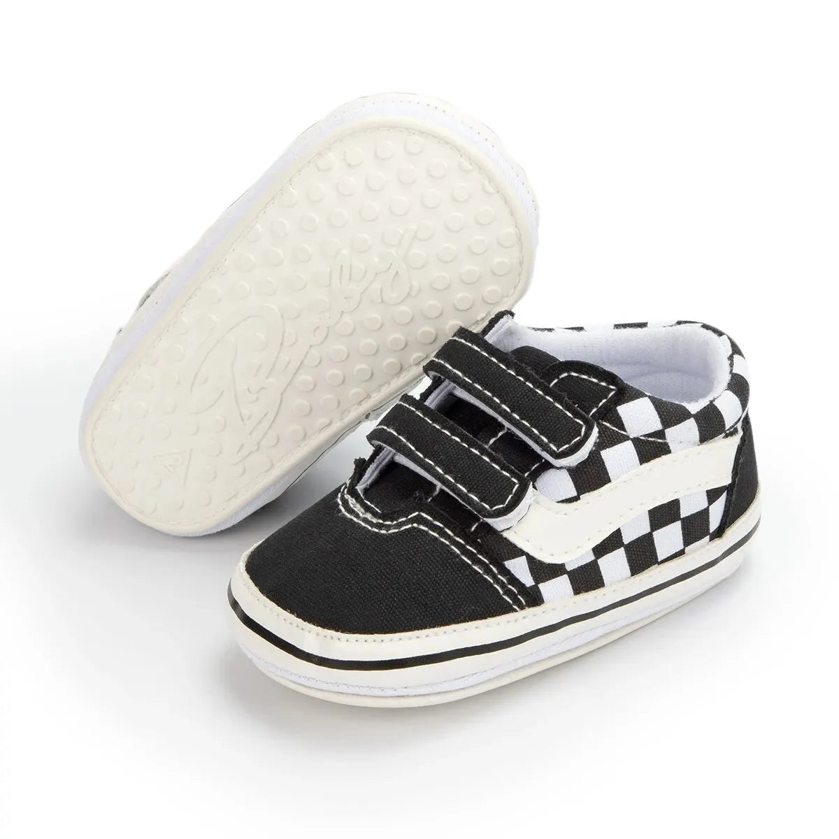 Meckior Baby Boy Girl Shoes Canvas Sneakers Non-slip Rubber Sole Plaid Streaks First Walkers Infant Baby Unisex Casual Shoes