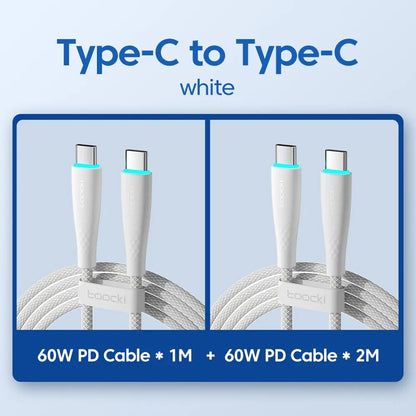 2 Pack PD 60W 1m and 2m USB C To Type C Cable Fast Charging Charger Cable 2pcs For Macbook Huawei Xiaomi POCO Samsung