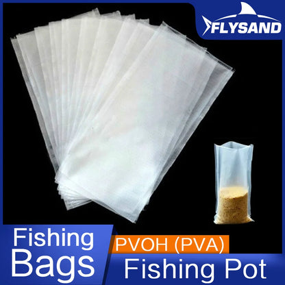 PVA Bags Available Carp Fishing Tackle PVA Bags Mesh For Carp Coarse Boilie Pellet Bait 7*14cm For Bait Throwing 50Pcs