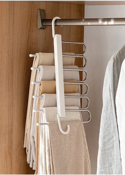 Folding Pants Rack Multi-functional Multi-layer Pants Hanger Household Magic Seamless Pants Rack Storage Magic