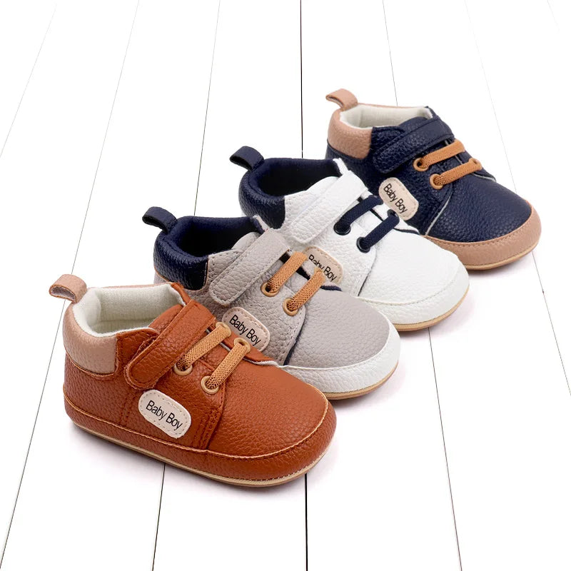 Meckior 2024 New Arrivals Baby Boys Girls PU Leather Sports Shoes Casual Rubber Bottom Anti Slip Toddler Shoes First Walkers