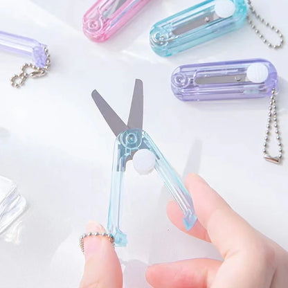 Transparent Mini Scissors, Retractable Folding Portable Scissors, Student Hand-made Paper Scissors