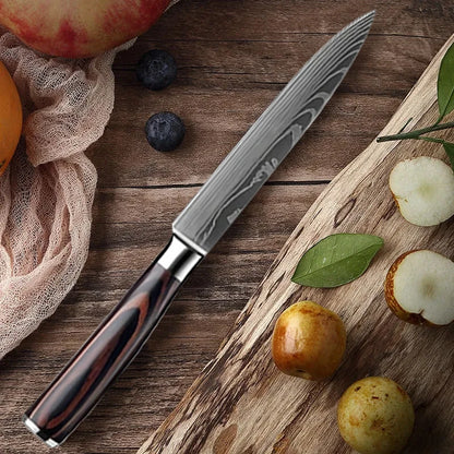 Kitchen Knife Chef Knives Meat Cleaver Fruit Vegetable Knife Slicing Knife Santoku Knife Damascus Pattern Cooking Cutter