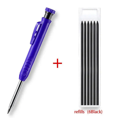 Solid Carpenter Pencil With Refill Lead And Built-in Sharpener For Deep Hole Mechanical Pencil Scribing Marking Woodworking Tool