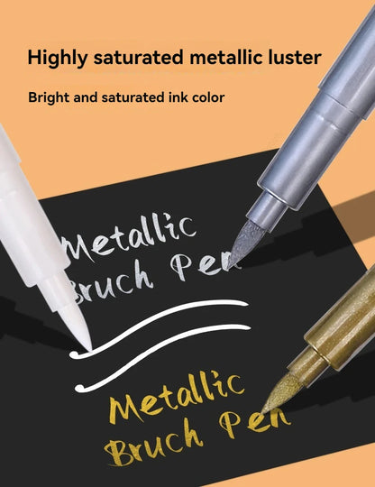 highlight Metallic Marker Pen Gold White Waterproof Permanent Paint Marker Pen for Rock,Mug,Ceramic,Glass DIY Painting Supplies