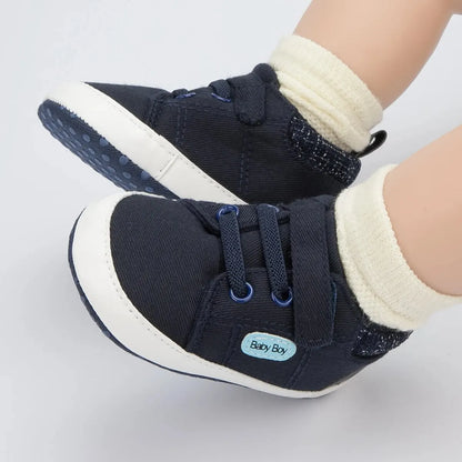 Meckior Baby Casual Canvas Sneakers High Gang Sports Baby Boys Girls Shoes Anti-slip Soft Sole First Walkers Crib Casual Shoes