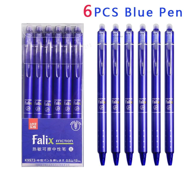 Press Erasable Gel Pen 0.5mm Large Capacity Erasable Refill Replaceable Rods Washable Handle School Office Supplies Stationery