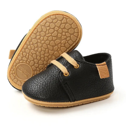 Meckior Baby Shoes Retro PU Leather Boy Girl Shoes Toddler Rubber Sole Anti-slip First Walkers Unisex Newborn Moccasins