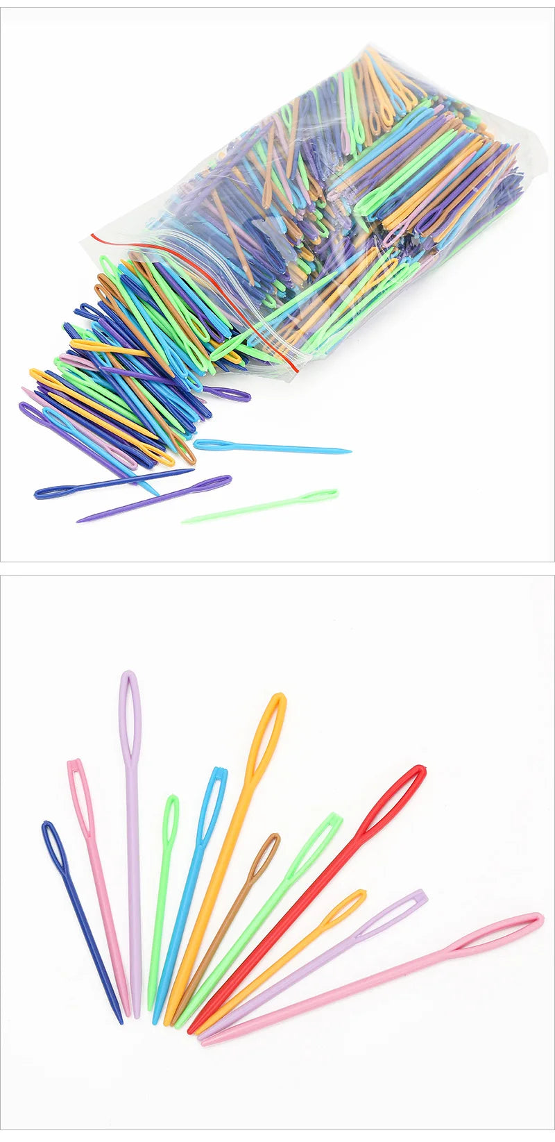 1000pcs 5.5/7cm Plastic Sewing Needles Wool Embroidery Weaving Needles for Crafts Clothing Shoes DIY Kniting Crochet Hooks