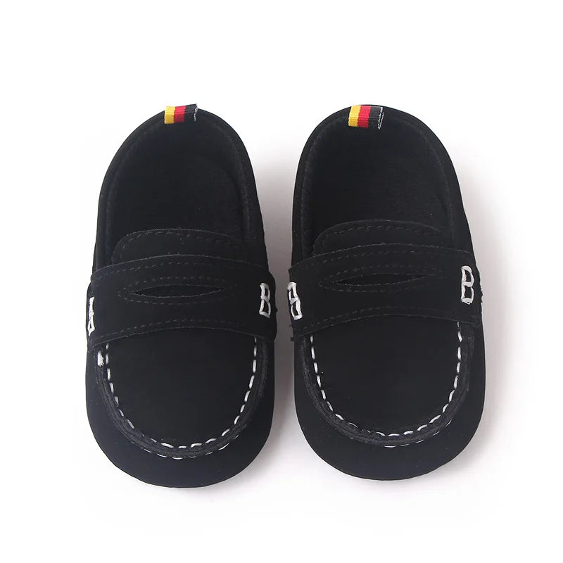 Meckior Newborn Baby British Style Crib Shoes Classic Casual Soft Bottom Non-slip Baby Boy Bean Shoes First Walker Moccasins