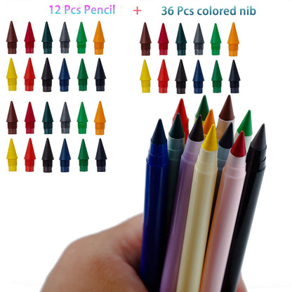 12Colors/set Morandi Colored Everlasting Pencils Unlimited Eternal Writing Pencil Erasable Colorful Pen No Ink Pen Stationery