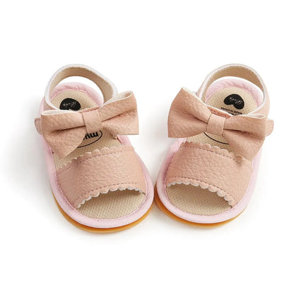 Meckior Summer Baby Shoes Toddler Flats Baby Sandals Soft Rubber Sole Anti-Slip Bowknot Crib First Walker Baby Boys Girls Shoes