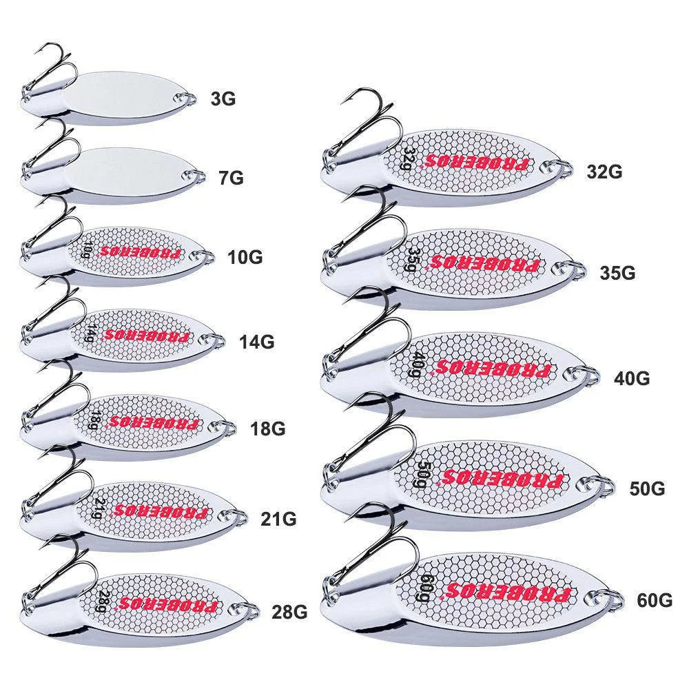 Hard Bait Silver Spoon Jigging Lure Metal Treble Hook Casting Blade Spinner Trolling Spoons Stainless Shel Spinner Bait