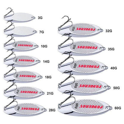 Hard Bait Silver Spoon Jigging Lure Metal Treble Hook Casting Blade Spinner Trolling Spoons Stainless Shel Spinner Bait