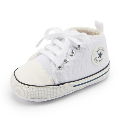 Meckior Winner Baby Shoes Boys Girls Star Canvas Sneaker Boots Cotton Anti-Slip Sole Infant First Walkers Toddler Crib Shoes