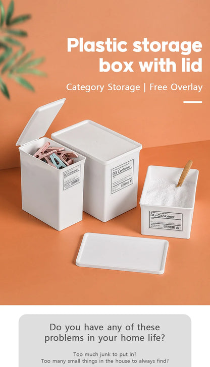 Washing powder storage box, storage box size with lid, classified Japanese plastic bucket can