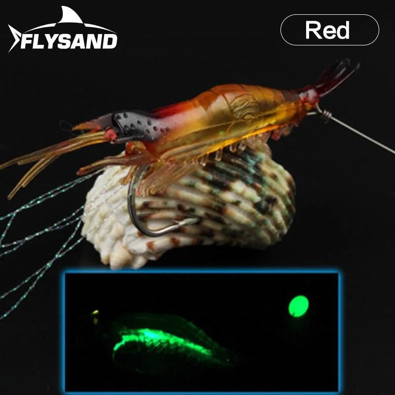 Shrimp Lure with Hooks Luminous Soft Fishing Lures Shrimp Bait Silicone Enticement Tackle Baits FlySand Fishing Tool