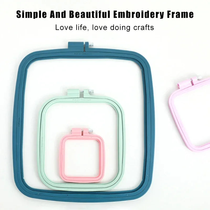 1PC Embroidery Hoops 7-25cm Square Cross Stitch Rack Plastic Embroidery Hoop Frame Rings for DIY Cross Stitch Sewing Craft Tools