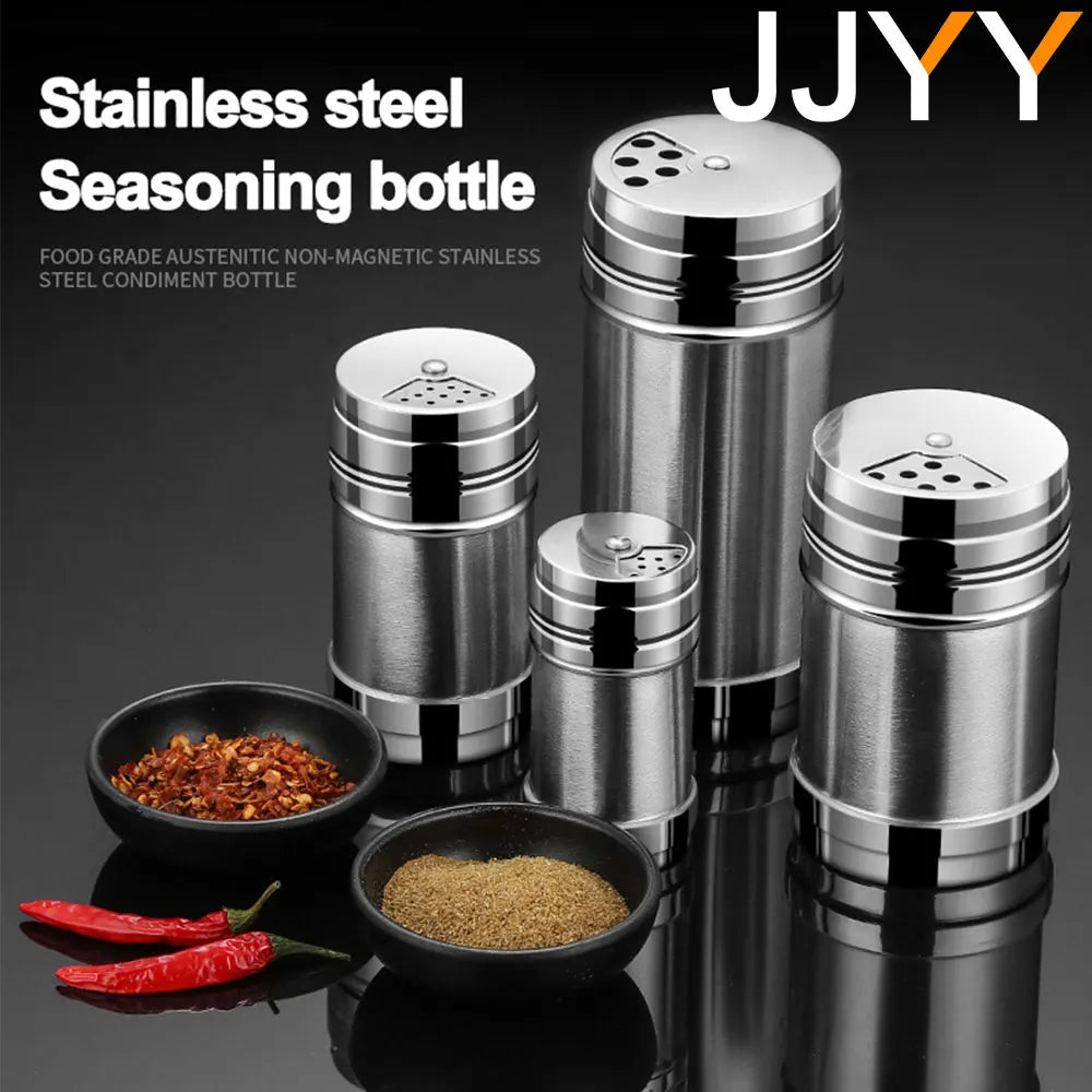 Salt Sugar Bottle Rotating Cover Multi-purpose Stainless Steel Kitchen Gadgets Spice Pepper Shaker Spice Jar Seasoning Can