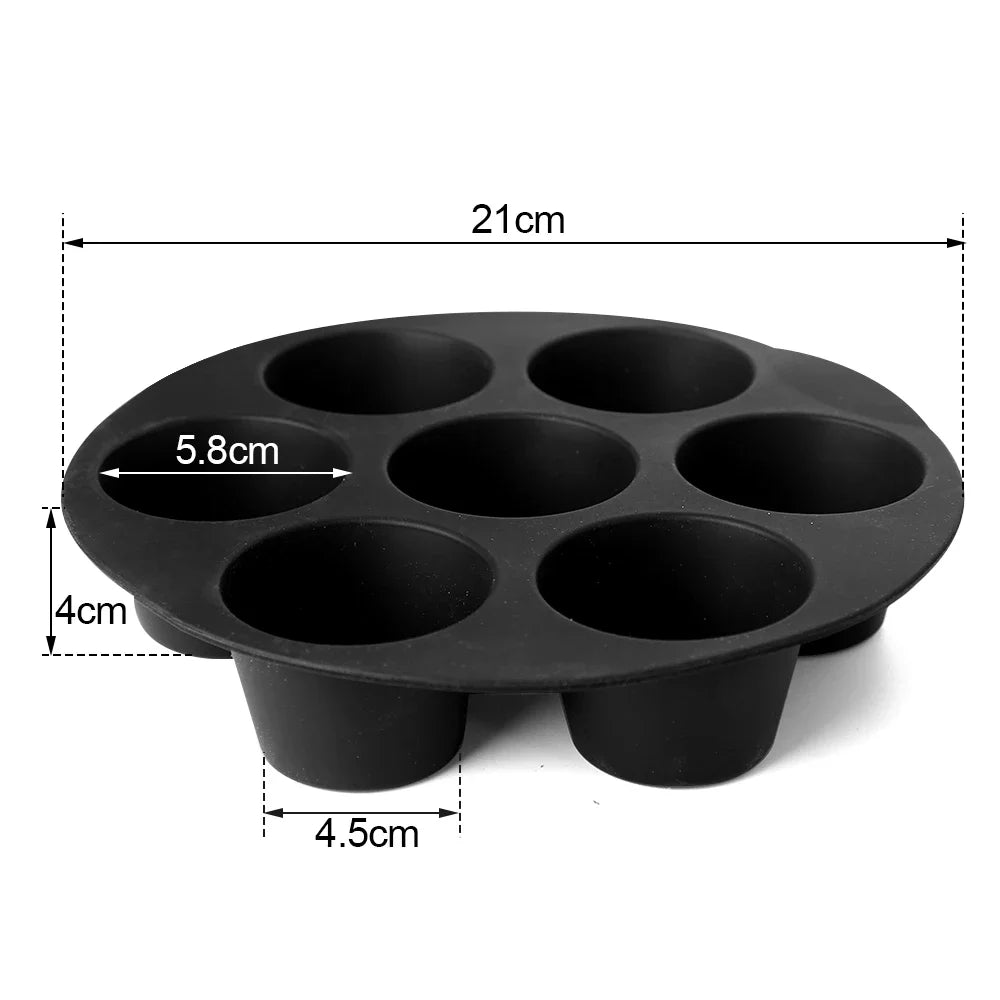 7-hole Silicone Cake Mold Airfryer Accessories Microwave Oven Baking Mold Food Grade Baking Cake Silicone Mold Baking Tools