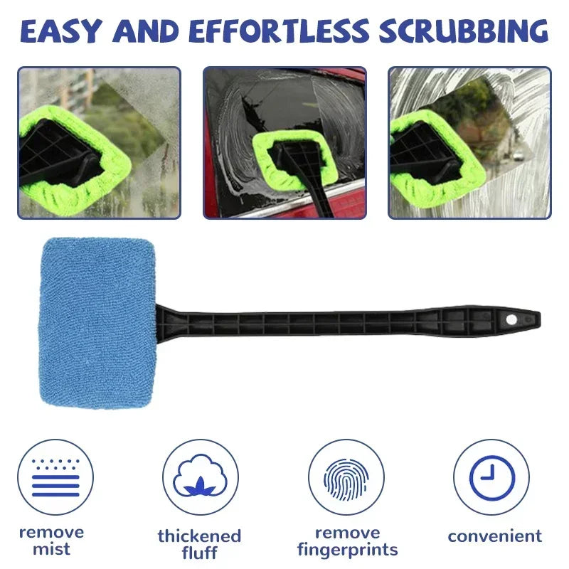 Car Window Cleaner Brush Kit Windshield Cleaning Wash Tools Inside Interior Auto Glass Wiper with Long Handle Car Accessories